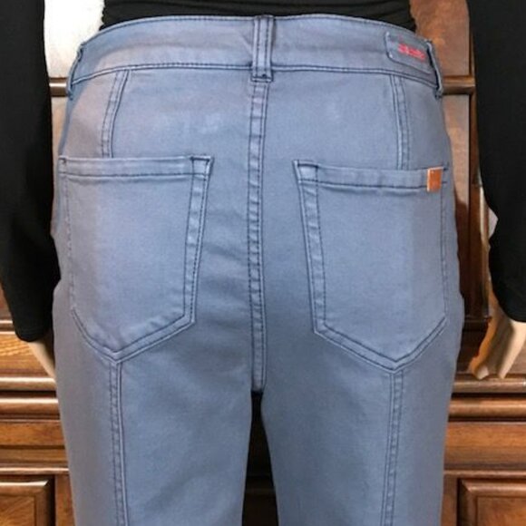 NWOT Peace Love World Dusty Blue Front Slit Top Stitch Seamed Stretch Jean - Picture 8 of 13